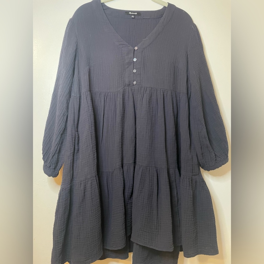 Madewell dark gray Long Sleeve Lightspun Dress - Picture 5 of 7